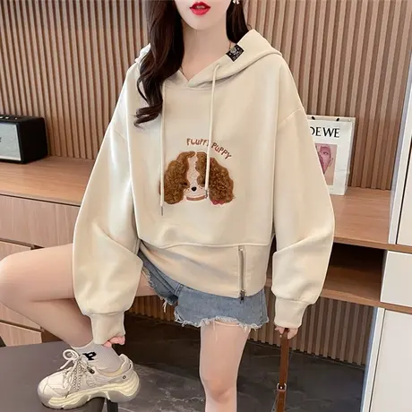 早秋连帽卫衣女春秋季韩版宽松初秋薄款设计感小众短款小个子外套图片