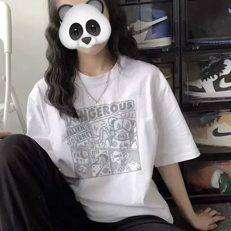 大码短袖t恤女设计感宽松美式复古oversize原宿港味chic半袖上衣商品大图