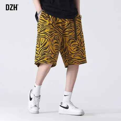 男士豹纹短裤男夏季薄款冰丝裤子宽松运动速干裤垂感凉凉裤五分裤商品大图