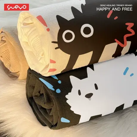 悦游 OMG惊吓猫狗 怪趣无性别通勤短袖T恤男透气休闲夏季男生宽松商品大图