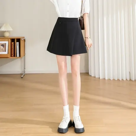 时尚气质百搭显瘦短裤2023年春季新款女士高腰显瘦通勤直筒裤裙商品大图