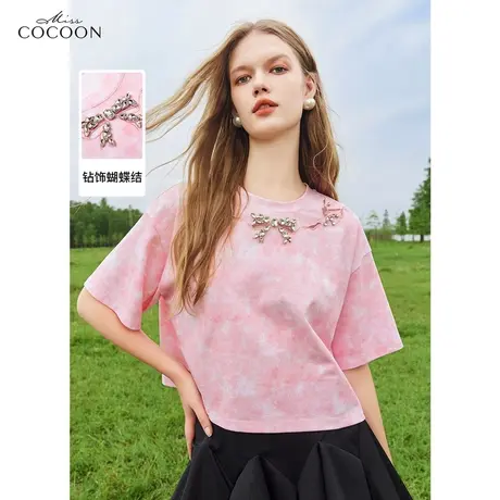 【秋上新】missCOCOON法式气质上衣女装2023秋季新款宽松短袖T恤商品大图