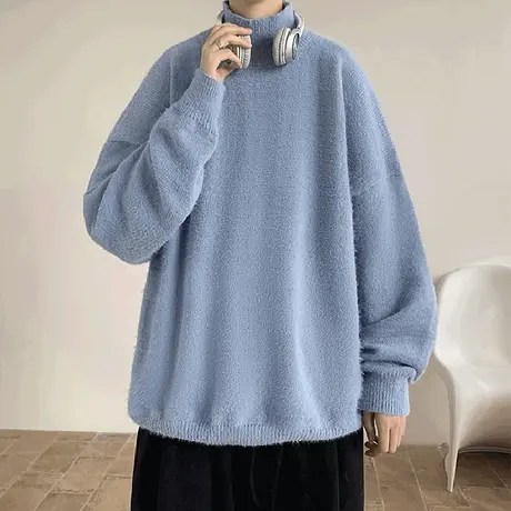 半高领毛衣男春秋季新款百搭加厚内搭打底衫ins纯色休闲针织衫潮商品大图