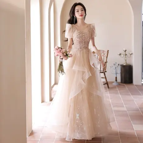 法式晚礼服女高级感成人礼公主裙演出服宴会超仙轻纱声乐艺考高定图片