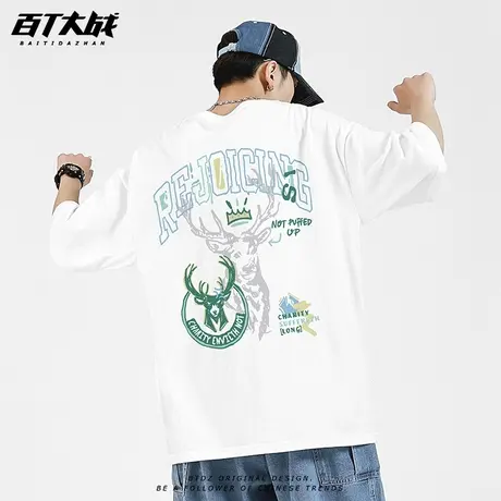 嘻哈美式情侣短袖T恤男多巴胺设计感春夏季小众百搭洋气宽松半袖商品大图