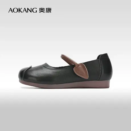 【门店发货】奥康女鞋 新款森系真皮玛丽珍鞋舒适单鞋图片