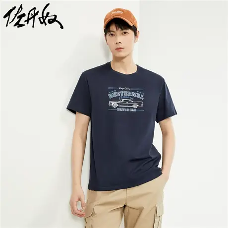 佐丹奴T恤男装纯棉针织复古海报印花圆领短袖T恤 13094202商品大图