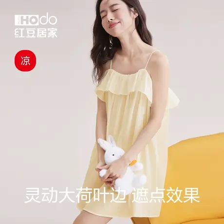 吊带睡裙女夏季棉纱红豆性感纯欲盐系甜美少女家居服无袖睡衣短裙商品大图