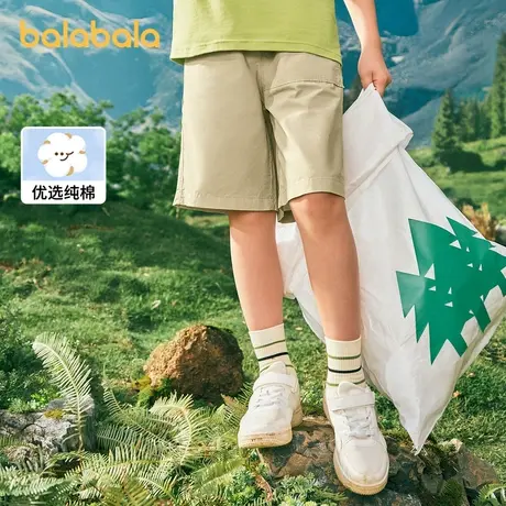 巴拉巴拉童装男大童儿童短裤2024新款夏装直筒裤子织唛宽松休闲潮商品大图