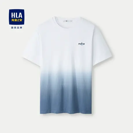 HLA/海澜之家布鲁伊联名系列纯棉T恤2024春夏新款圆领渐变短袖男图片