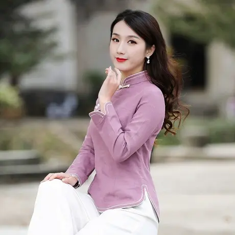 筠雅中式唐装上衣改良旗袍汉服茶服女文艺修行居士服民族风女装商品大图