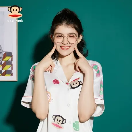 大嘴猴睡衣女夏季薄款仿真丝大码家居服套装2021年新款夏天商品大图