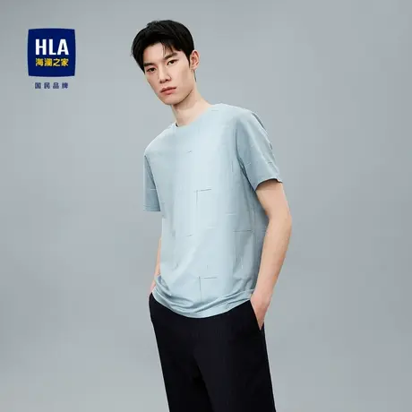 HLA/海澜之家春夏含新疆棉短袖T恤满身线条圆领舒适弹力短袖男商品大图