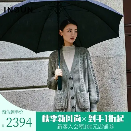 恩裳商场同款冬季复古宽松直筒羊绒毛针织衫开衫女商品大图