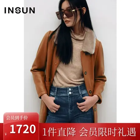 恩裳COVER冬季2022时尚轻奢水貂毛领减龄显瘦绵羊皮保暖皮草图片