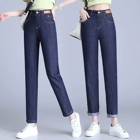 新款九分牛仔裤女2023年夏季薄款高腰老爹裤大码时尚小个子哈伦裤商品大图
