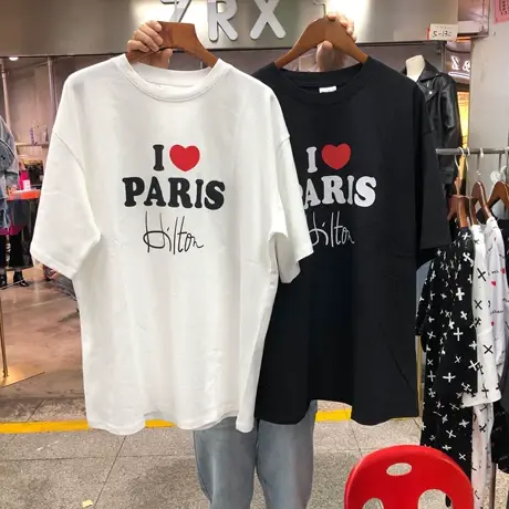 舒适宽松大码短袖T女装字母恤女白色百搭上衣ins夏季韩2023印花潮商品大图