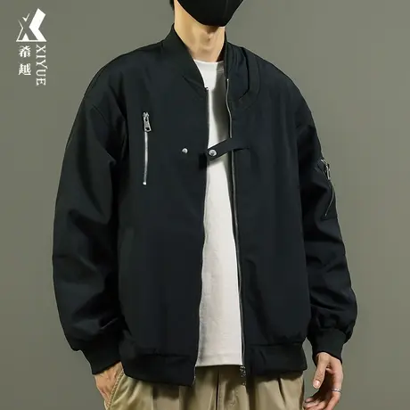 希越潮流个性飞行员夹克外套男2023春秋新款宽松大码休闲百搭衣服商品大图