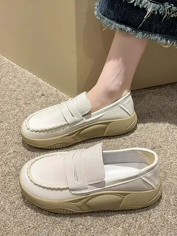 白色护士鞋女厚底夏季不累脚软底2023春秋新款豆豆鞋孕妇透气单鞋商品大图