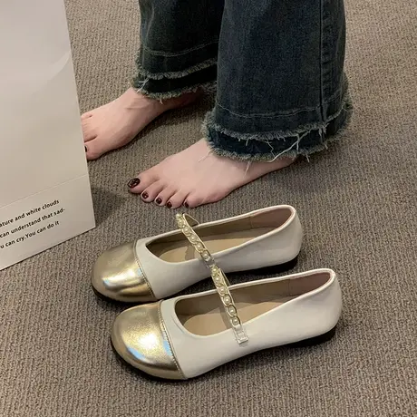 单鞋女小香风平底鞋2023新款秋夏玛丽珍晚晚风温柔鞋配裙子豆豆鞋商品大图