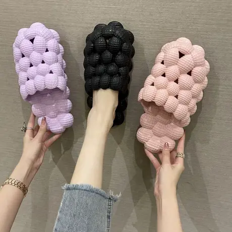 创意荔枝泡泡凉拖鞋女夏季新款情侣室内外穿厚底防滑按摩包头拖鞋商品大图