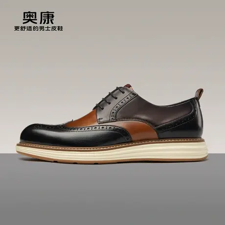 【运动皮鞋】奥康男鞋秋季新款时尚皮鞋男真皮厚底皮鞋商品大图