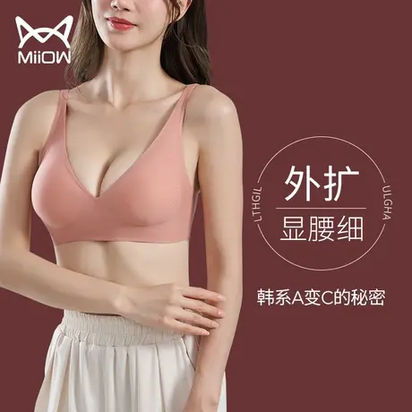 猫人外扩型胸内衣女夏季薄款小胸聚拢显大无痕钢圈美背性感文胸罩图片