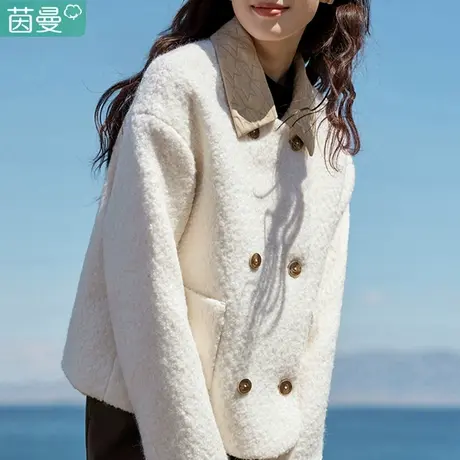茵曼旗舰店女装小香风毛呢外套短款夹克秋冬季2023新款上衣小个子商品大图