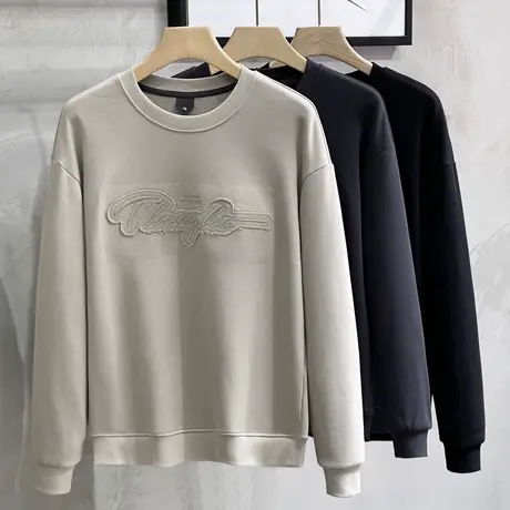 男士卫衣秋冬2023新款潮牌ins纯棉刺绣灰色春装上衣服男潮流宽松图片