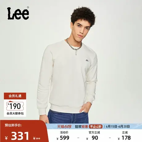 Lee商场同款标准版圆领套头logo基础款休闲男长袖卫衣潮流LMT006图片