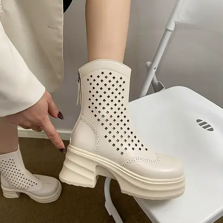 马丁靴女夏季薄款2023年新款透气短靴厚底镂空凉靴网红瘦瘦单靴子图片