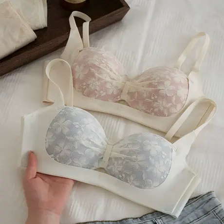 手掌杯内衣女小胸聚拢aa杯平胸显大不空杯文胸套装甜美胸罩收副乳图片