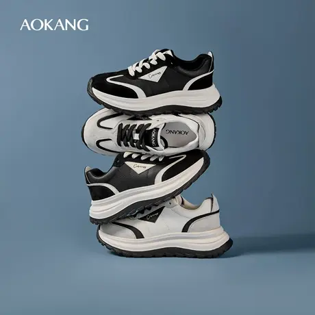 奥康 女鞋春秋新款复古厚底阿甘德训鞋圆头系带休闲单鞋女图片