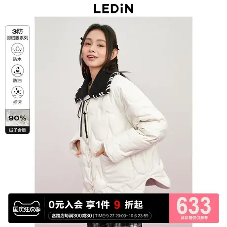 乐町星星羽绒衬衫女2023年秋冬新款针织拼接翻领少女朋克羽绒外套图片