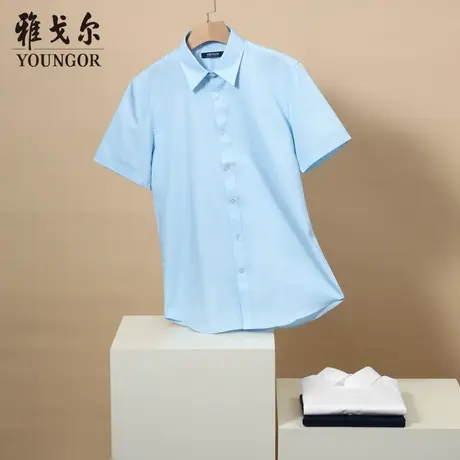 雅戈尔奥莱 男装短袖衬衫DP免烫衬衣商务休闲男商品大图