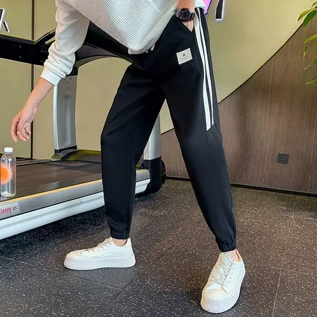 卫裤男秋季新款轻熟宽松运动休闲裤ins潮牌侧拼条纹束脚哈伦长裤商品大图