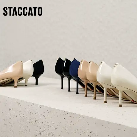 思加图2024春季新款Melody高跟鞋尖头裸色细跟单鞋通勤ED353AQ4D商品大图