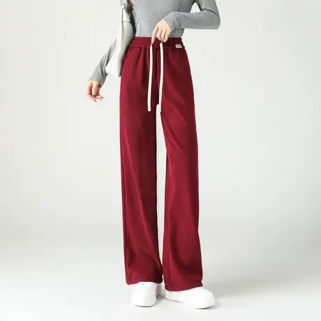 时尚气质休闲裤2023年冬季新款女高腰百搭加厚厚款显瘦直筒长款图片
