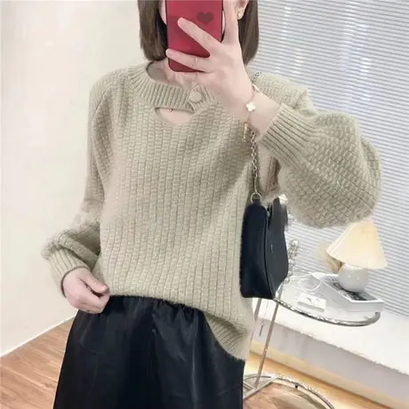 冬季女士毛衣女秋冬2023年新款爆款外穿网红紫色针织打底衫上衣潮商品大图