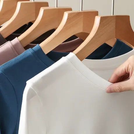 纯棉打底衫女2023新款春装全棉内穿上衣修身长袖t恤洋气圆领秋衣图片