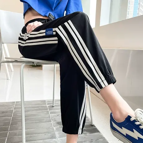 冰丝速干运动裤女夏季宽松束脚薄款休闲哈伦小个子八九分防蚊卫裤商品大图