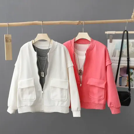 休闲运动风卫衣外套女宽松洋气夹克衫小个子短款上衣棒球服潮ins商品大图