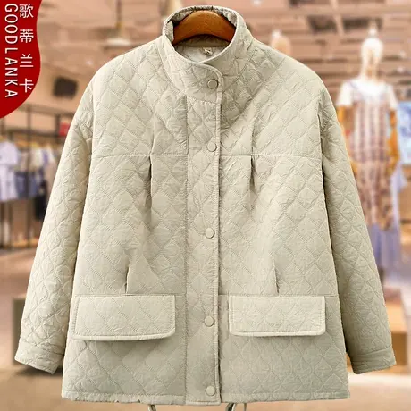 大码中年胖妈妈冬季加厚棉衣女2023新款宽松时尚立领休闲棉服外套商品大图