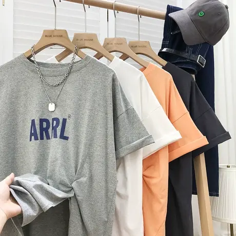 不规则开叉短袖t恤ins潮2023年新款夏季设计感宽松港味chic上衣女商品大图