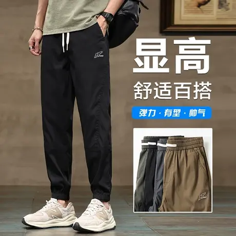 2024新款男士束脚九分休闲裤夏季薄款宽松紧腰工装男裤子夏款男装商品大图