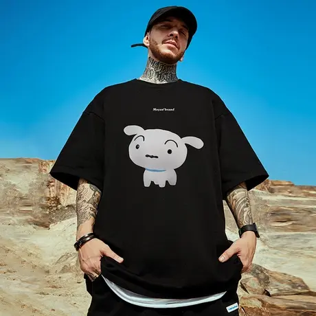 高街短袖t恤大码男装纯棉宽松情侣夏季oversize美式上衣服ins潮牌商品大图