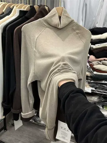 百搭芭比裤搭内加绒加厚秋冬t恤女长袖中长款打底衫遮屁股大码胖M商品大图