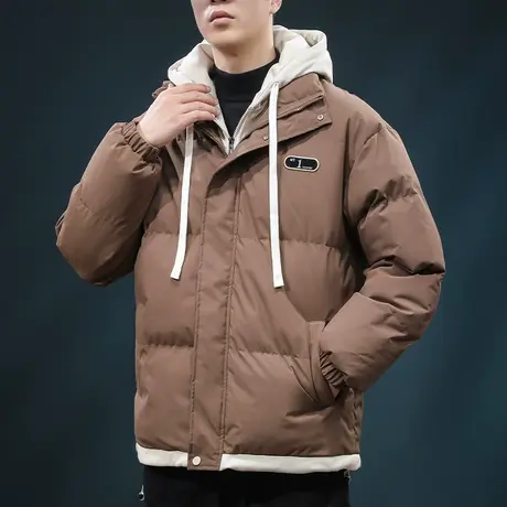 冬季男装假两件加厚棉袄面包服2024新款情侣保暖棉衣棉服羽绒外套图片