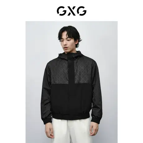 GXG男装 暗纹提花满印连帽夹克男士户外休闲夹克外套 24春新品商品大图