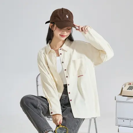 唐狮2023秋冬新款长袖衬衫女休闲百搭衬衣日系工装开衫外套女1.3商品大图